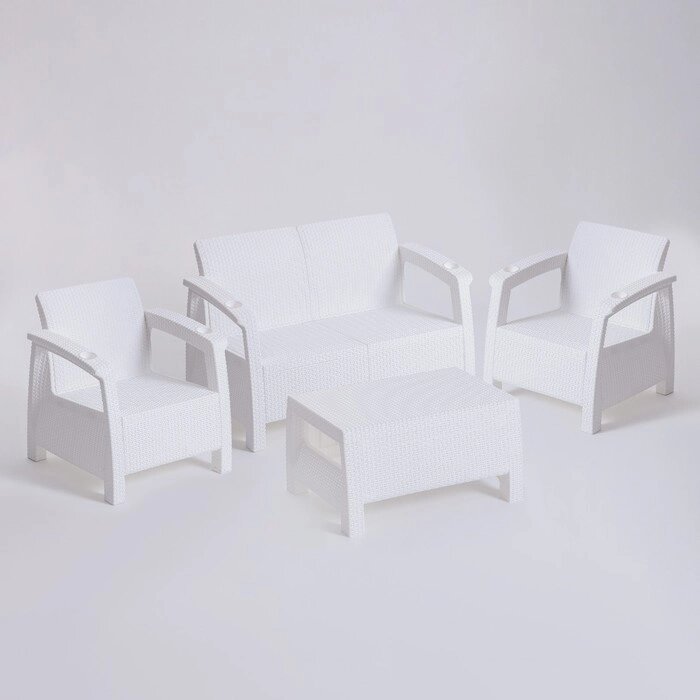 Комплект мебели: диван, 2 кресла, стол, белого цвета от компании Интернет-гипермаркет «MOLL» - фото 1