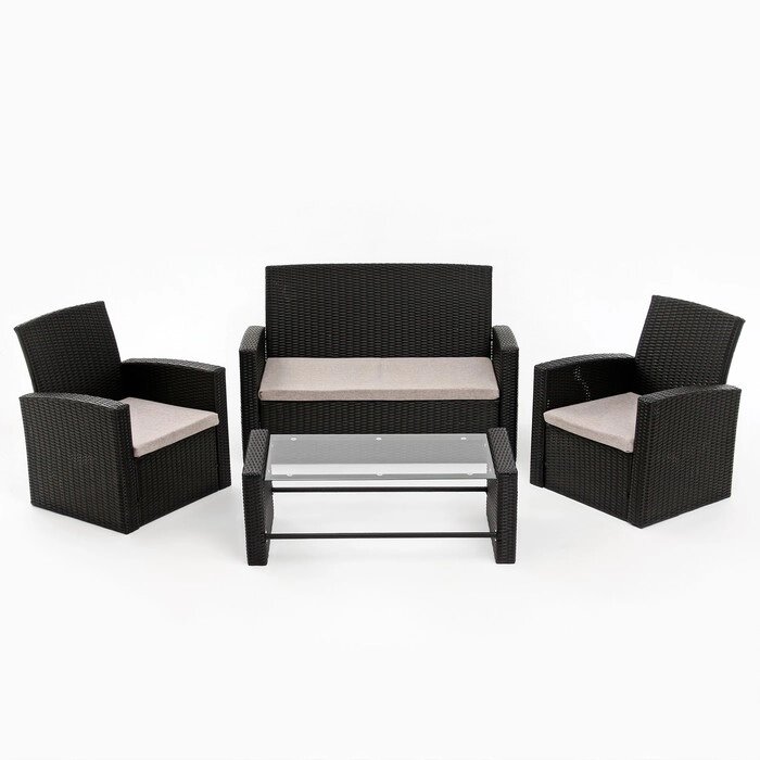 Комплект мебели "Кипр": диван, 2 кресла и стол, цвет мокко от компании Интернет-гипермаркет «MOLL» - фото 1