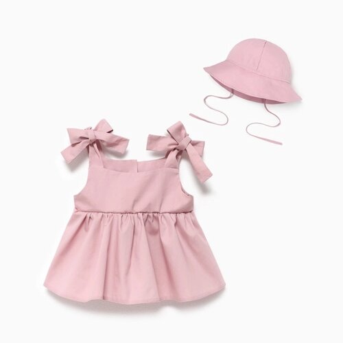 Комплект: платье и панамка Крошка Я, рост 74-80, розовый