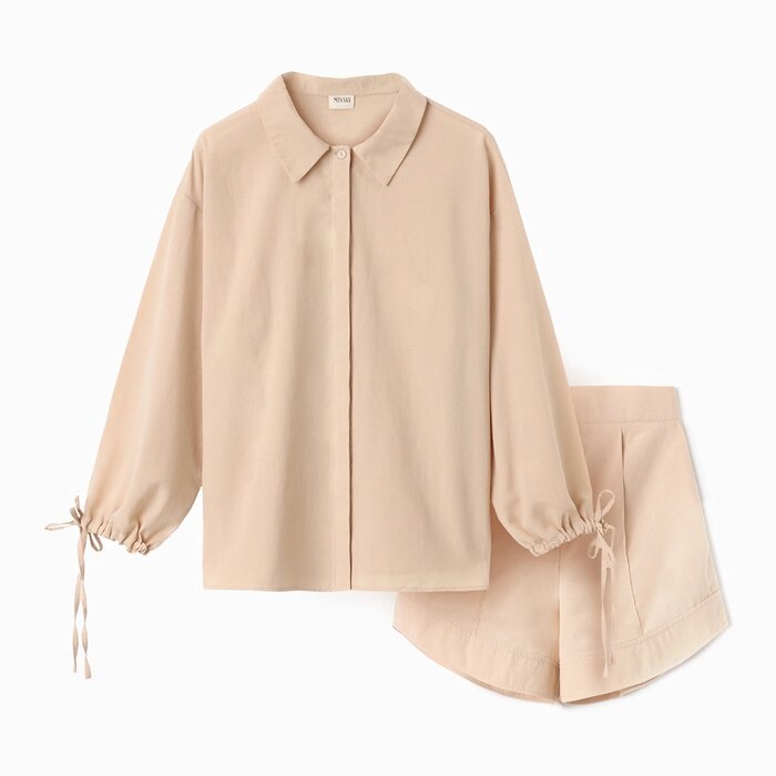 Комплект женский (блузка, шорты) MINAKU: Casual Collection цвет экрю, р-р 42 от компании Интернет-гипермаркет «MOLL» - фото 1