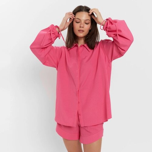 Комплект женский (блузка, шорты) MINAKU: Casual Collection цвет розовый, р-р 46