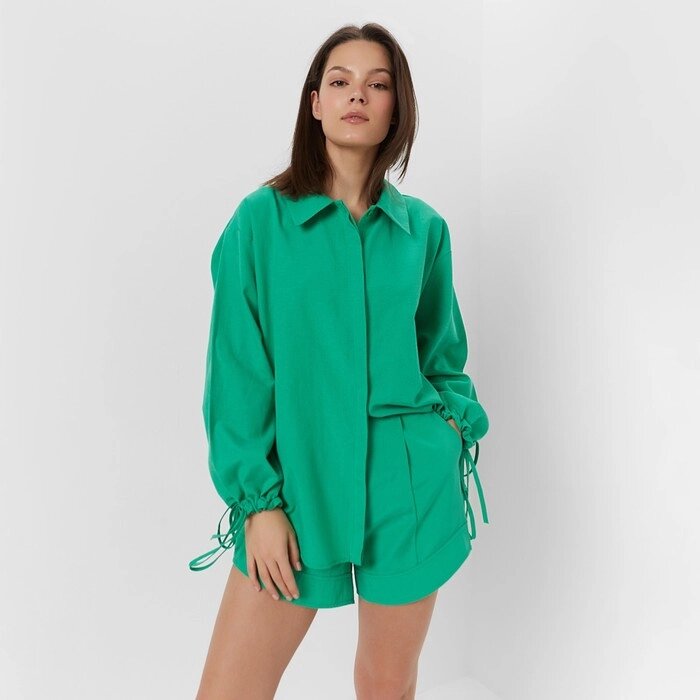 Комплект женский (блузка, шорты) MINAKU: Casual Collection, цвет зелёный, размер 42 от компании Интернет-гипермаркет «MOLL» - фото 1