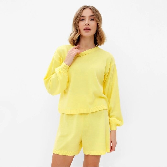 Комплект женский (джемпер, шорты) MINAKU: Casual Collection цвет лимон, р-р 50 от компании Интернет-гипермаркет «MOLL» - фото 1