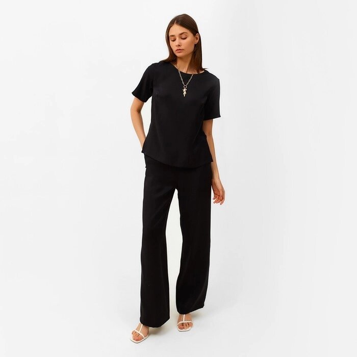 Комплект женский (футболка, брюки) MINAKU: Enjoy цвет черный, р-р 42 от компании Интернет-гипермаркет «MOLL» - фото 1
