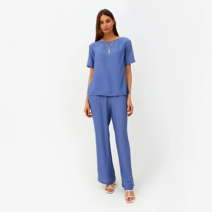Комплект женский (футболка, брюки) MINAKU: Enjoy цвет синий, р-р 42 от компании Интернет-гипермаркет «MOLL» - фото 1