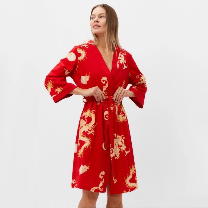 Комплект женский (халат/сорочка), цвет красный, размер 44 от компании Интернет-гипермаркет «MOLL» - фото 1