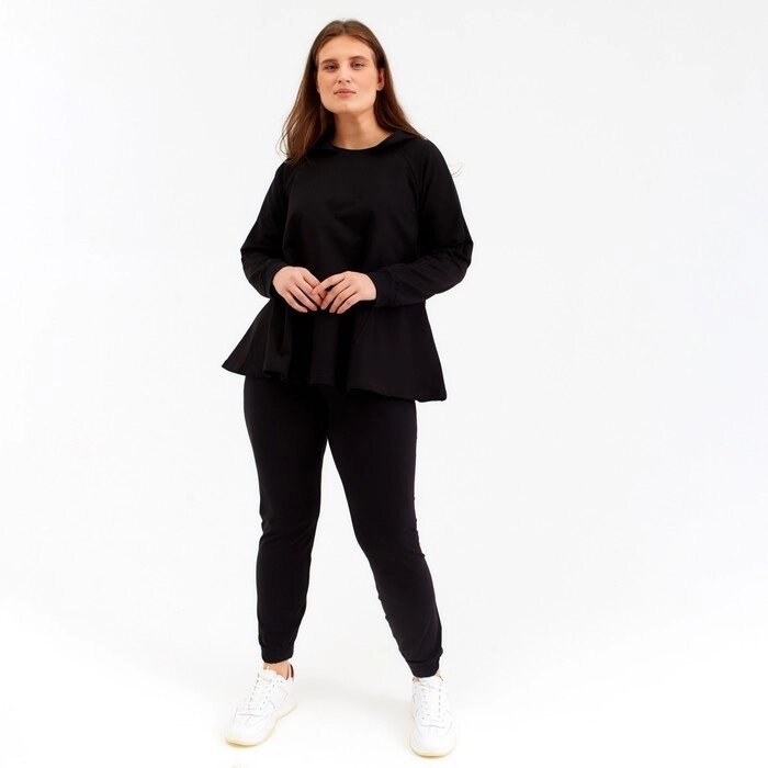 Комплект женский (толстовка, брюки) MINAKU: Home comfort цвет чёрный, р-р 54 от компании Интернет-гипермаркет «MOLL» - фото 1