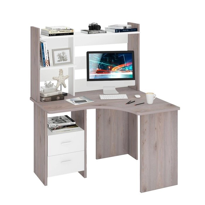 Компьютерный стол, 1200  1000  1520 мм, правый угол, цвет нельсон/белый от компании Интернет-гипермаркет «MOLL» - фото 1