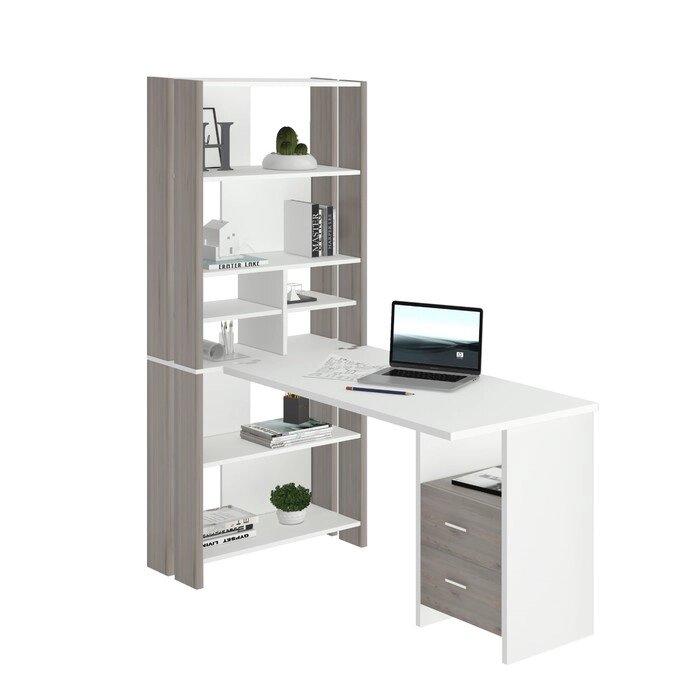 Компьютерный стол, 700  1522  1785 мм, цвет нельсон/белый от компании Интернет-гипермаркет «MOLL» - фото 1