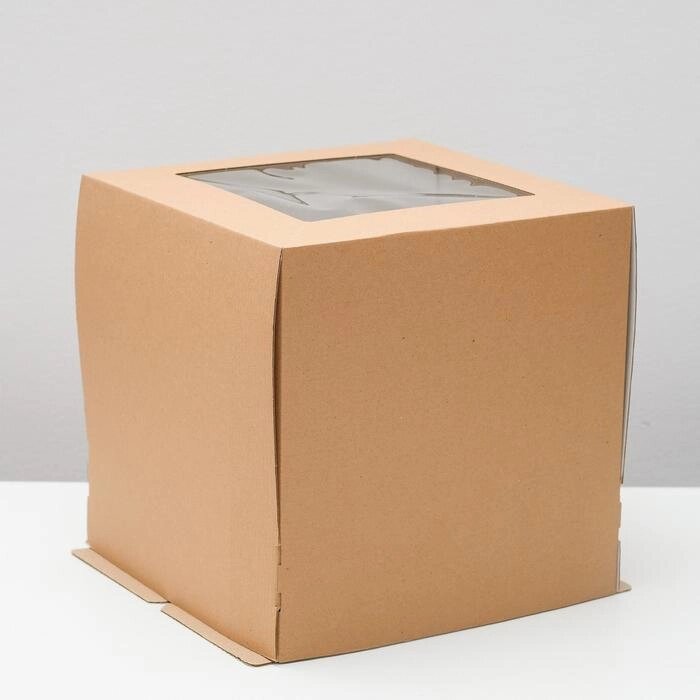 Кондитерская упаковка с окном, крафт, 30 х 30 х 30 см , набор 5 шт. от компании Интернет-гипермаркет «MOLL» - фото 1