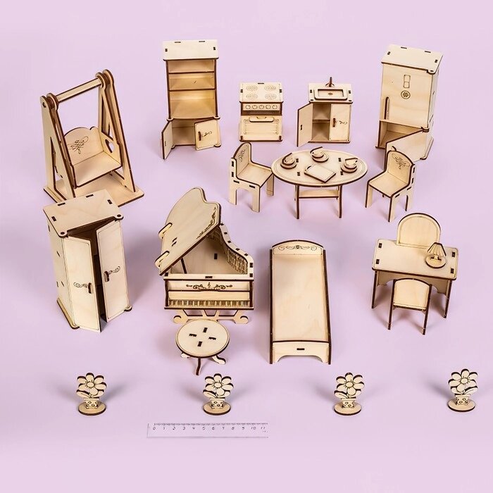 Конструктор "Набор мебели для кукол" до 15 см: спальня, кухня, рояль, качель от компании Интернет-гипермаркет «MOLL» - фото 1