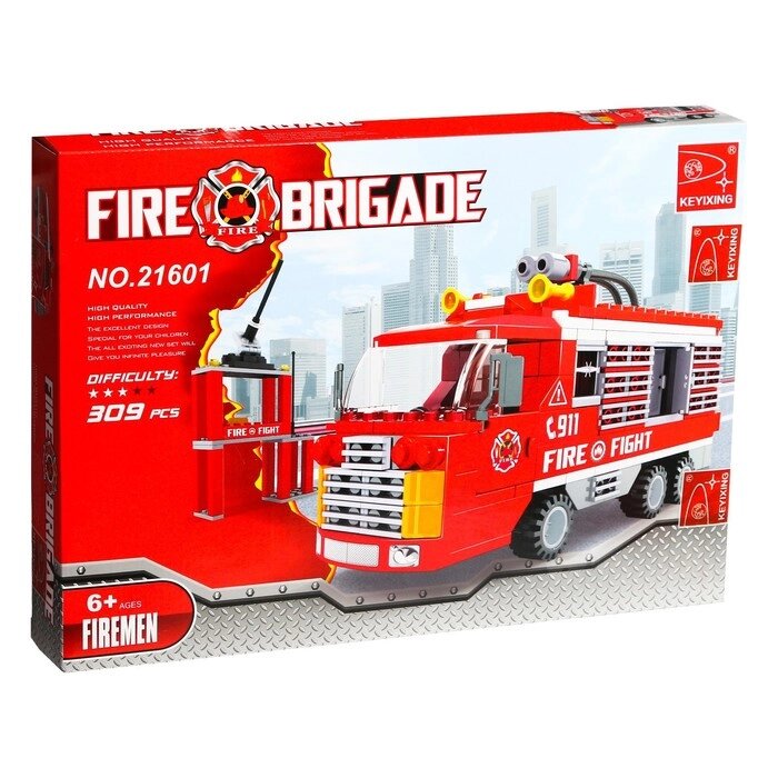 Конструктор Пожарная бригада "Машина", 309 деталей от компании Интернет-гипермаркет «MOLL» - фото 1