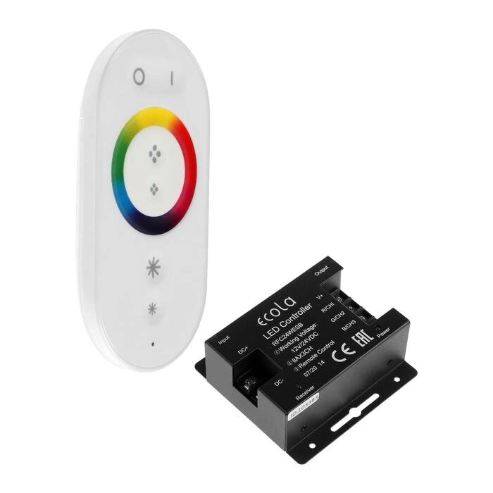 Контроллер Ecola, для RGB ленты, 12 В, 288 Вт, 24 А, сенсорный белый радиопульт от компании Интернет-гипермаркет «MOLL» - фото 1