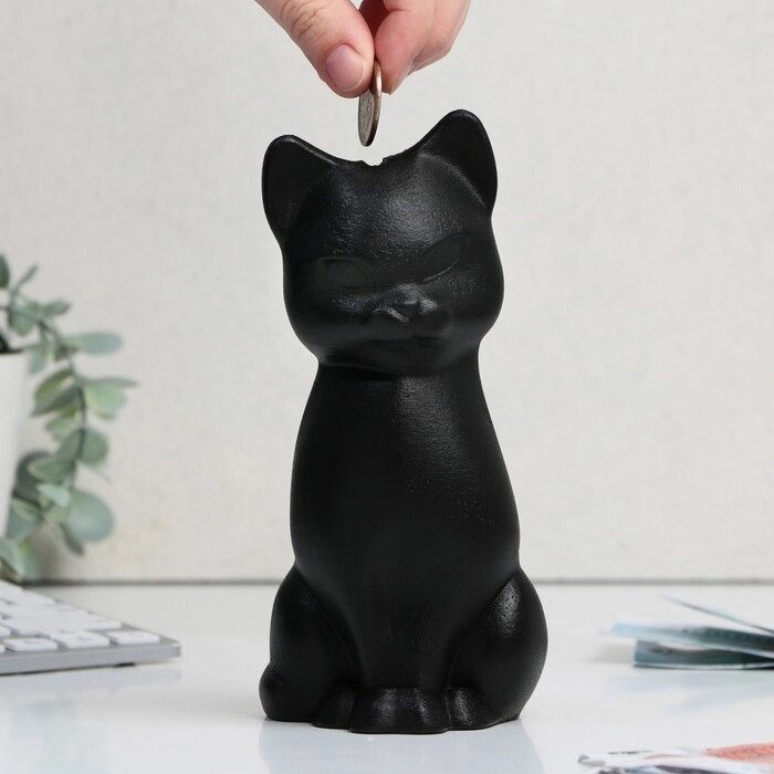 Копилка гипсовая "Кошка", черная, 18 х 8 см от компании Интернет-гипермаркет «MOLL» - фото 1