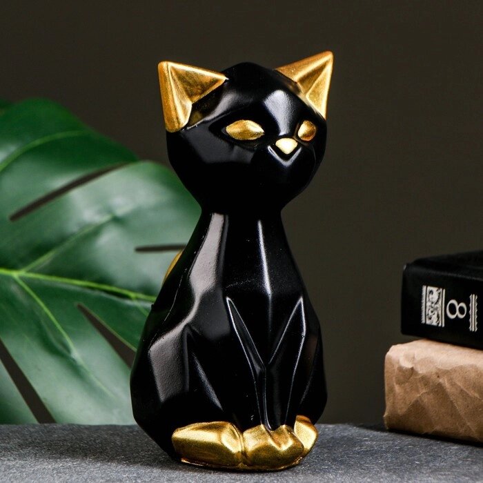 Копилка "Кошка геометрическая" черная/золото, 19см от компании Интернет-гипермаркет «MOLL» - фото 1