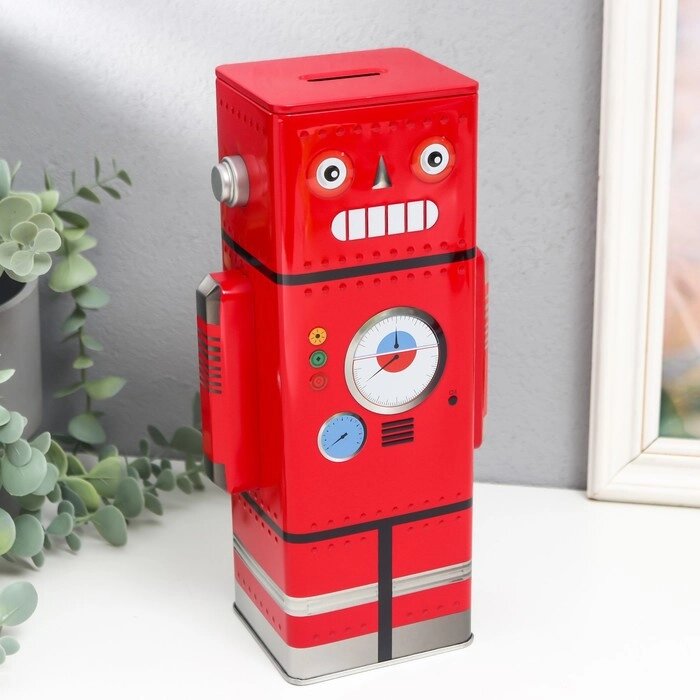 Копилка металл "Робот" красный 24,5х7,7х12.2 см от компании Интернет-гипермаркет «MOLL» - фото 1