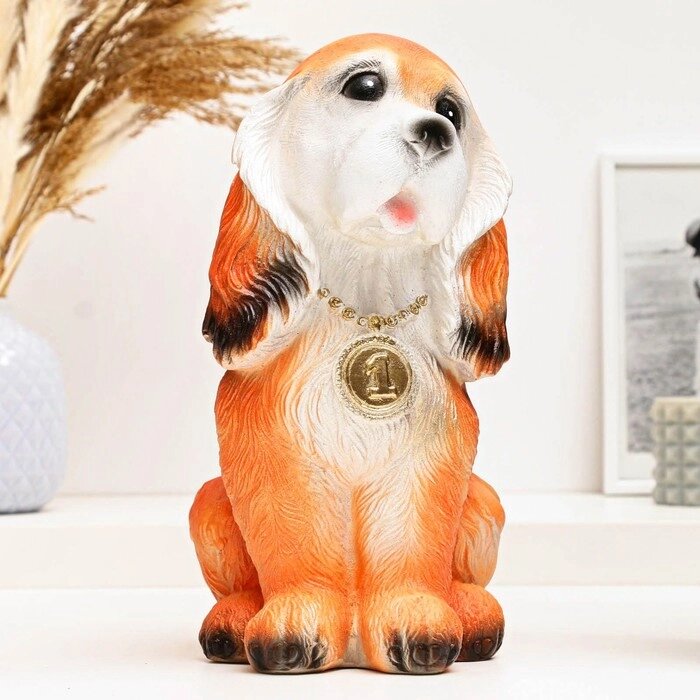 Копилка "Собака с медалью" рыжая, 25см от компании Интернет-гипермаркет «MOLL» - фото 1