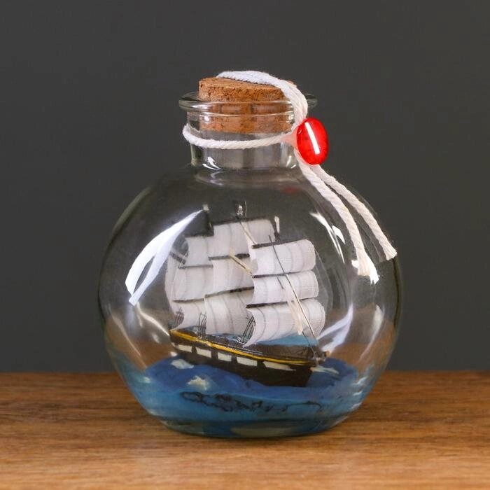 Корабль сувенирный "Be happy", в бутылке, вертикальн. 10*12см от компании Интернет-гипермаркет «MOLL» - фото 1