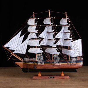 Корабль сувенирный большой "Дейчланд", борта тёмное дерево, паруса белые, 601251 см