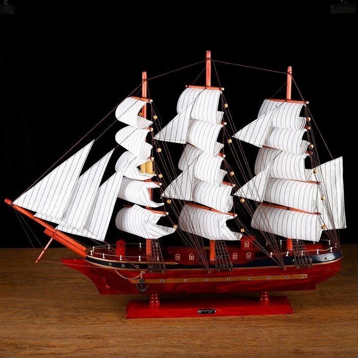 Корабль сувенирный большой "Гайрет", борта красное дерево, паруса белые, 821362 см от компании Интернет-гипермаркет «MOLL» - фото 1