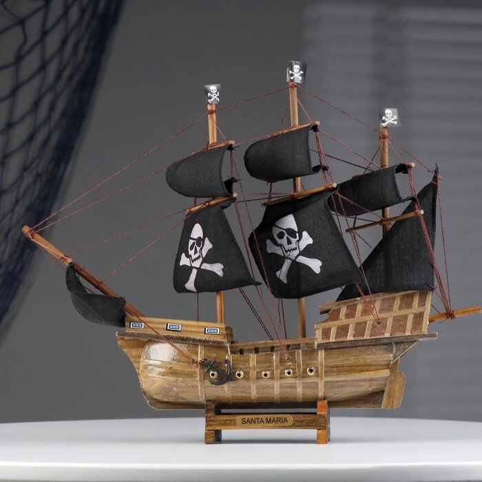 Корабль "Уида", 33х8х29 см, пиратский, черные паруса от компании Интернет-гипермаркет «MOLL» - фото 1
