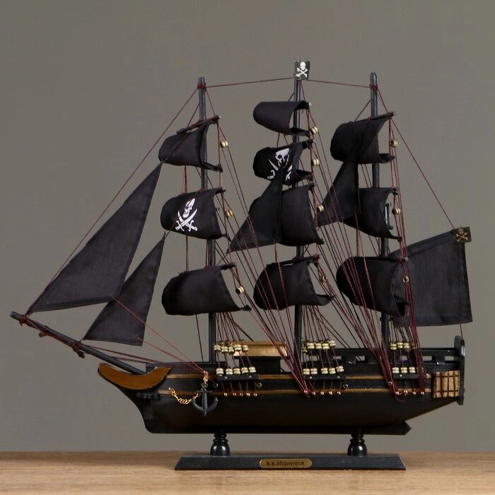 Корабль "Золотая лань",  черные паруса, 50х9х45 см от компании Интернет-гипермаркет «MOLL» - фото 1