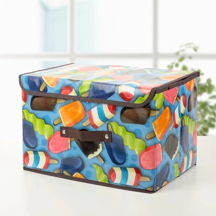 Короб для хранения с крышкой "Эскимо", 382324 см, цвет синий от компании Интернет-гипермаркет «MOLL» - фото 1