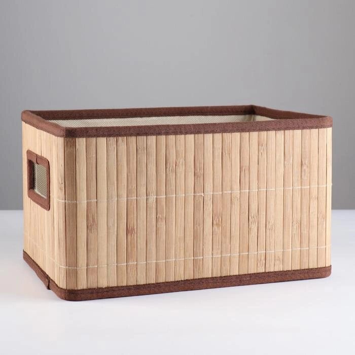 Короб складной для хранения, 20х30 см Н 17 см, бамбук, подкалдка, ткань от компании Интернет-гипермаркет «MOLL» - фото 1