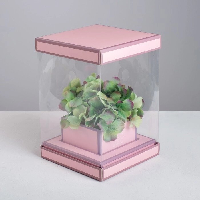 Коробка для цветов с вазой и PVC окнами складная "Вдохновение", 16 х 23 х 16 см от компании Интернет-гипермаркет «MOLL» - фото 1