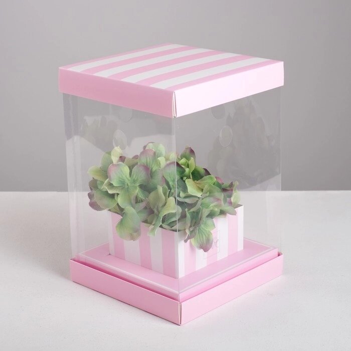 Коробка для цветов с вазой и PVC окнами складная With love, 16 х 23 х 16 см от компании Интернет-гипермаркет «MOLL» - фото 1