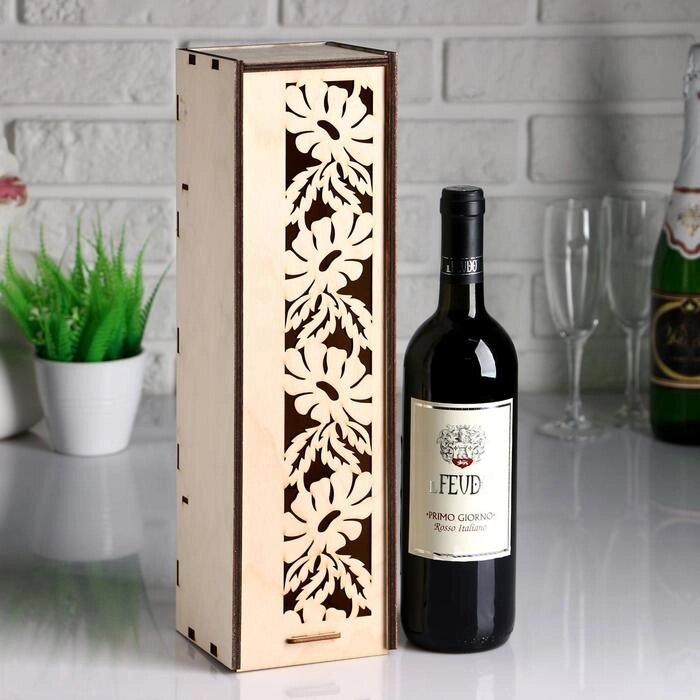 Коробка для вина с ромашками 38*11*11 см от компании Интернет-гипермаркет «MOLL» - фото 1