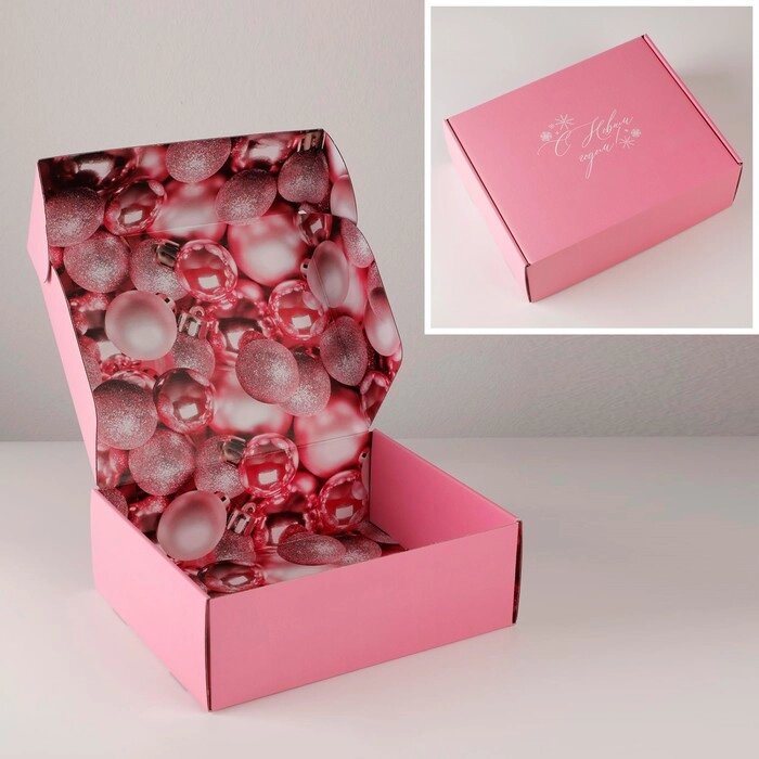 Коробка складная "Розовый новый год", 27  21  9 см от компании Интернет-гипермаркет «MOLL» - фото 1