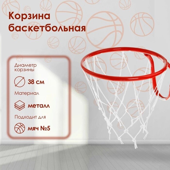 Корзина баскетбольная №5, d=380 мм, с сеткой от компании Интернет-гипермаркет «MOLL» - фото 1