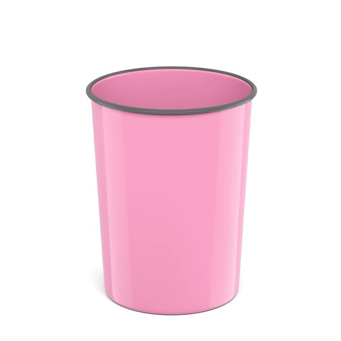 Корзина для бумаг 13.5л ErichKrause Pastel, литая, пластик, розовая от компании Интернет-гипермаркет «MOLL» - фото 1