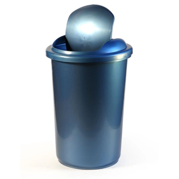 Корзина для бумаг пластик цельная с крышкой 12л Uni (подвижной крышка) синяя от компании Интернет-гипермаркет «MOLL» - фото 1