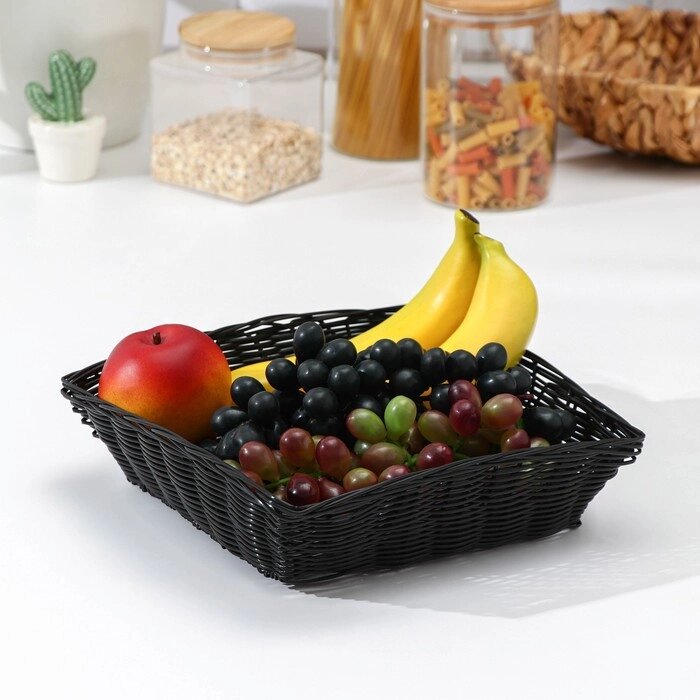 Корзинка для фруктов и хлеба Доляна "Плетёнка", 24247 см, цвет чёрный от компании Интернет-гипермаркет «MOLL» - фото 1