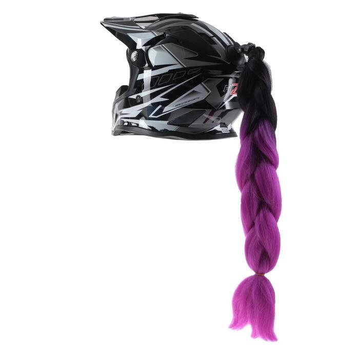 Коса на мотошлем, крепление присоской, 60 см, черно-фиолетовый от компании Интернет-гипермаркет «MOLL» - фото 1