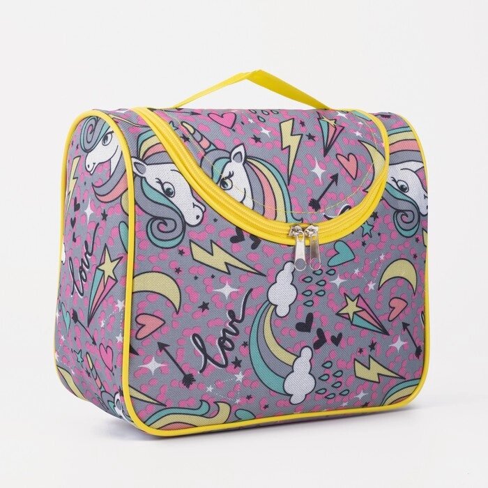 Косметичка-сумка, отдел на молнии, цвет розовый, "Единороги" от компании Интернет-гипермаркет «MOLL» - фото 1