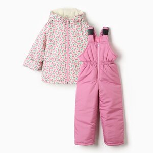 Костюм демисезонный для девочки (куртка/полукомб), цвет розовый, рост 80-86 см