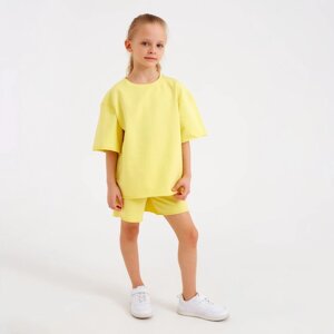 Костюм детский (футболка, шорты) MINAKU: Casual Collection цвет лимонный, рост 116