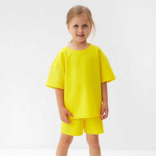 Костюм детский (футболка, шорты) MINAKU: Casual Collection цвет жёлтый, рост 110 см