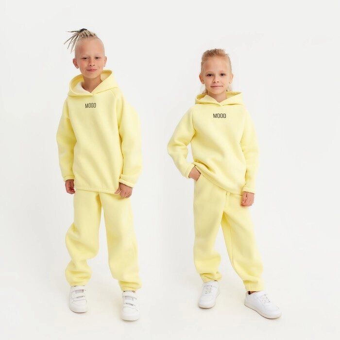 Костюм детский (худи, брюки) MINAKU: Basic Line KIDS цвет жёлтый, рост 104 от компании Интернет-гипермаркет «MOLL» - фото 1