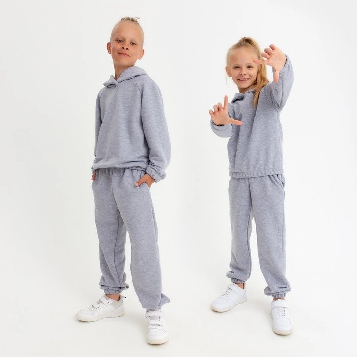 Костюм детский (худи, брюки) MINAKU цвет светло-серый меланж, рост 104 от компании Интернет-гипермаркет «MOLL» - фото 1