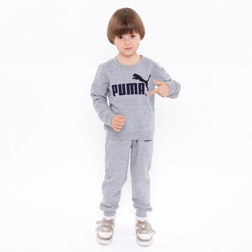 Костюм детский PUMA (свитшот, брюки), цвет серый, рост 116 см (6 лет)