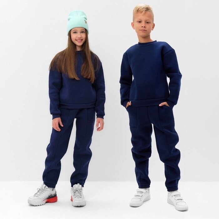 Костюм детский с начёсом (свитшот, брюки) MINAKU, цвет синий, рост 128 см от компании Интернет-гипермаркет «MOLL» - фото 1