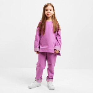 Костюм детский (свитшот, брюки) MINAKU цвет лавандовый, рост 110 см