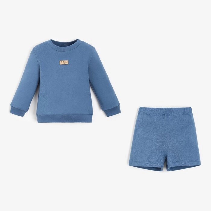 Костюм детский (свитшот, шорты) MINAKU, цвет синий, рост 80-86 см от компании Интернет-гипермаркет «MOLL» - фото 1