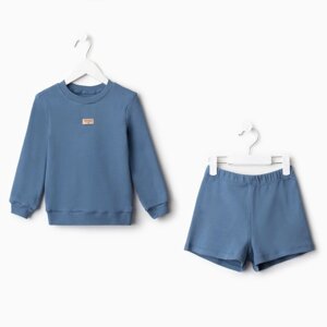 Костюм детский (свитшот, шорты) MINAKU, цвет синий, рост 86-92 см