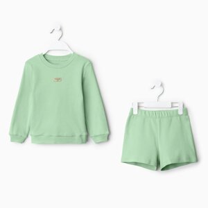 Костюм детский (свитшот, шорты) MINAKU, цвет зелёный, рост 116 см