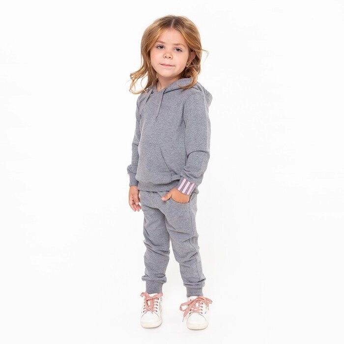 Костюм детский (толстовка, брюки) Adidas, цвет т. серый/розовый, рост 104 см (4 года) от компании Интернет-гипермаркет «MOLL» - фото 1